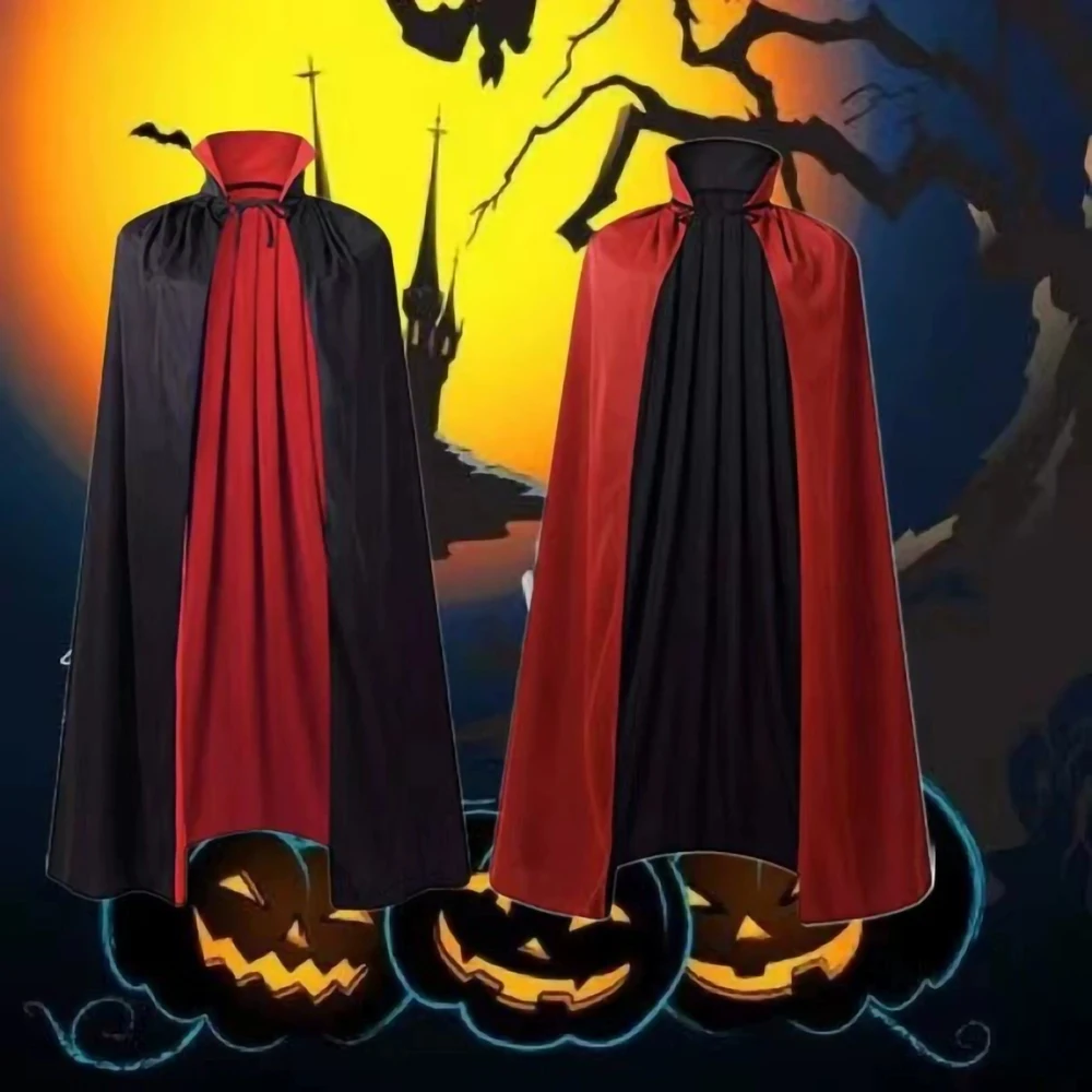 Anime Vampir Umhang Kinder Stehkragen Cape Schwarz Rot Vampir Umhänge Cosplay Halloween Karneval Party für Jungen Mädchen Kleidung
