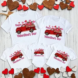 Happy Valentine's Day Print Family Matching Outfit Valentine Party Family Shirts Dad Mom Bro Sis T-shirt & Baby Bodysuit Romper