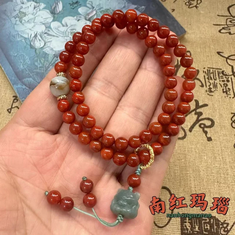 Southern Red Agate Double Circle Bracelet Ethnic Style Retro Multi-Circle Bracelet Female Han Costume National Style Ornament Na