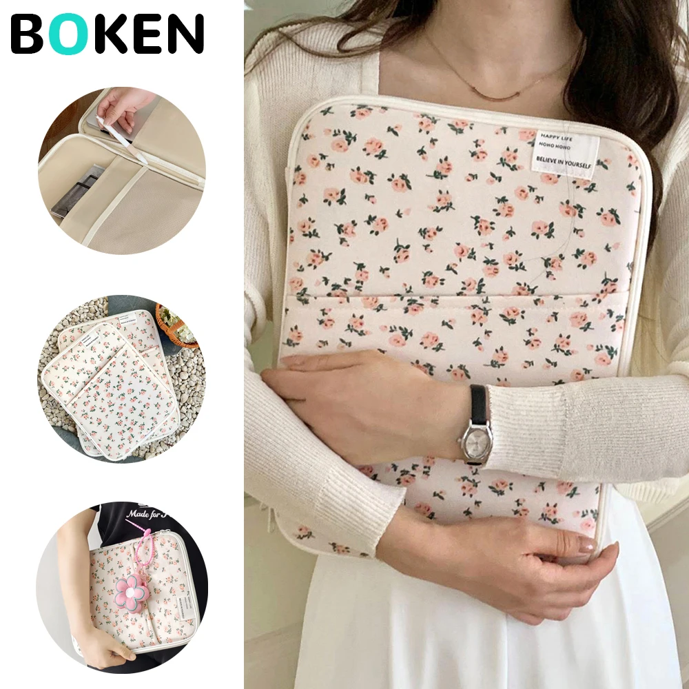 

Чехол для ноутбука с цветочной подвеской для MacBook Air/Pro и iPad 13–14 дюймов для женщин и девочек, совместимый для школы, путешествий