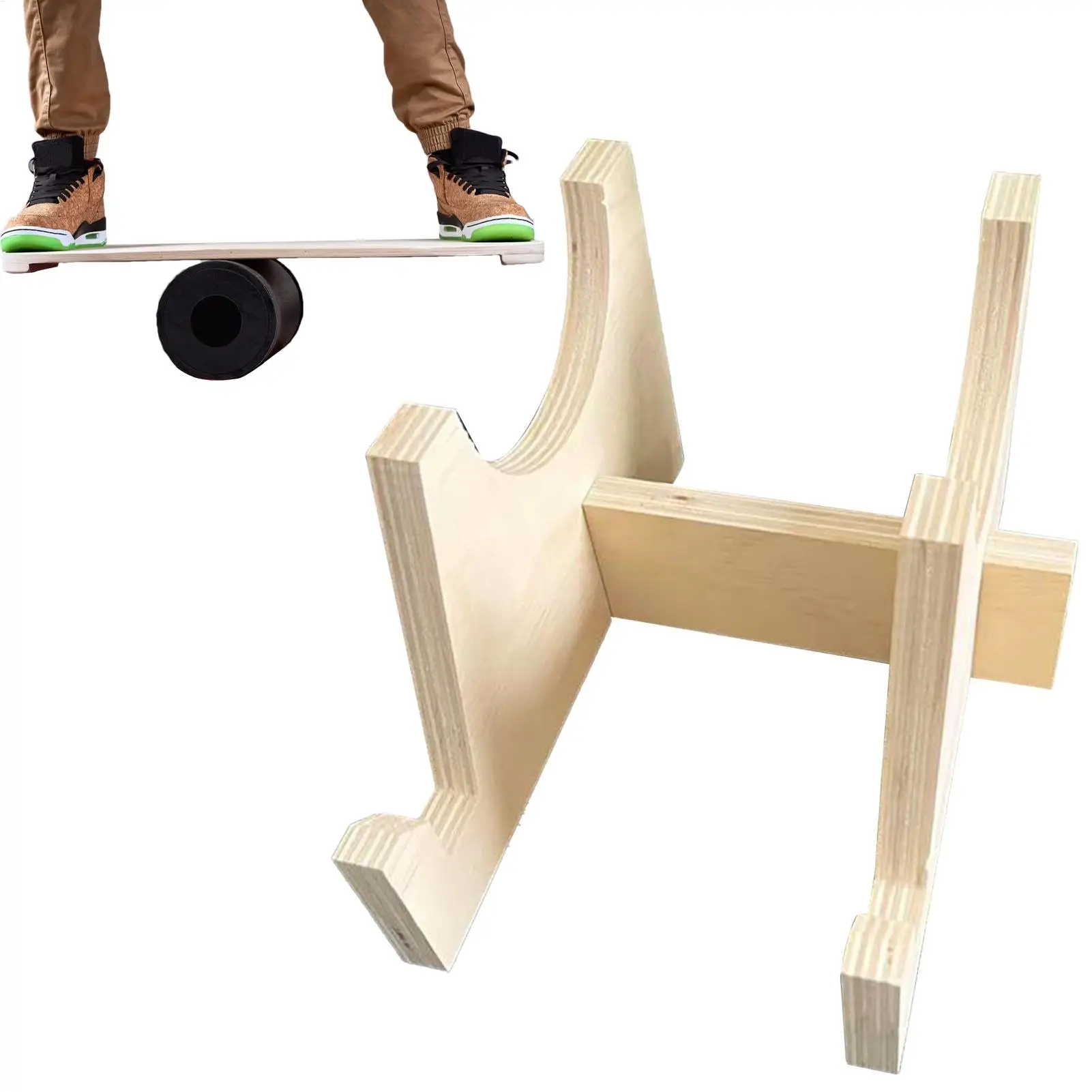 Wooden Balance Board Storage Rack Roller Board Stand Exercise Balancing Stability Trainer Bracket For Adult Indoor Gym Fitness