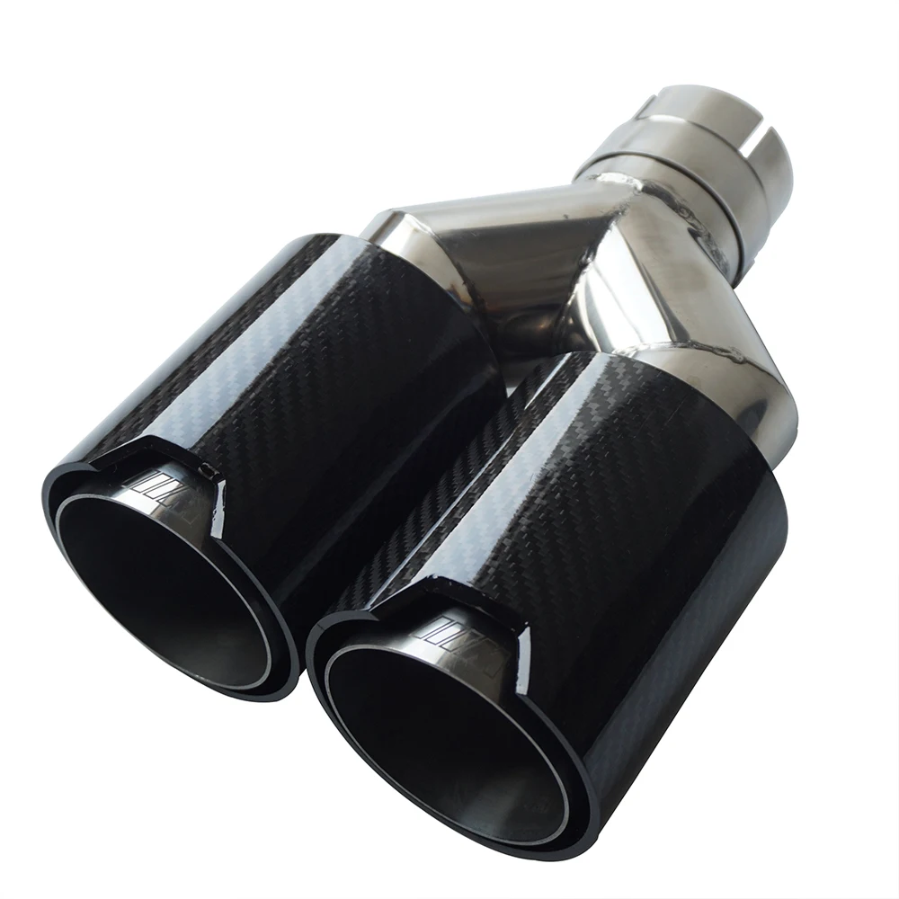 Y Shape Quad Exhaust Tip M Performance Dual Stainless Steel Muffler Pipe 2.5 to 2.7 inch Exhaust Tip