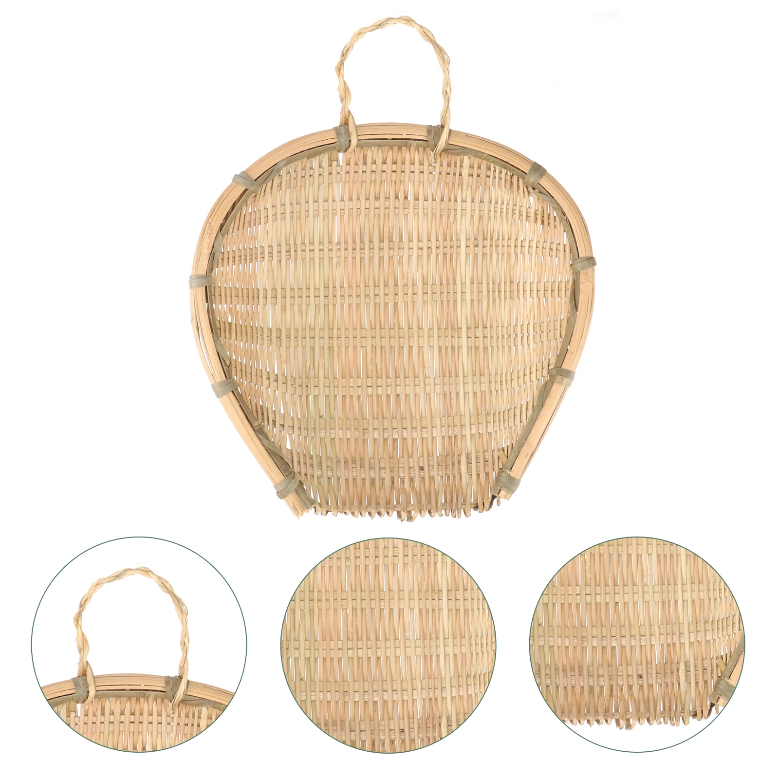 

Bamboo Drain Basket Wicker Strainer Shau Kitchen Food Basket Bread Storage Multi Holes Fine Weaving Stable Frame