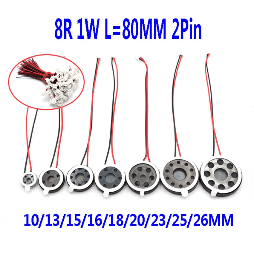 8Ω 1W Diameter 10/13/15/16/18/20/23/25/26mm L=80MM Horn Loudspeaker Ultra-thin Small Speaker Buzzer Round Plastic Inner Magnet