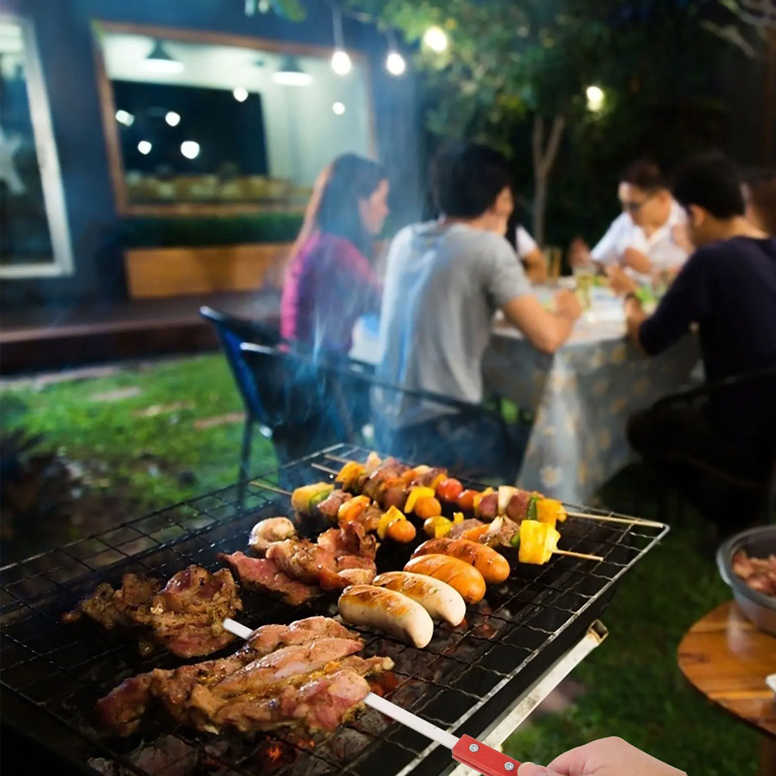 

8Pcs Durable Stainless Steel Bbq Skewers Non-Deformable Metal Roasting Forks for Outdoor Skewers Stainless Steel