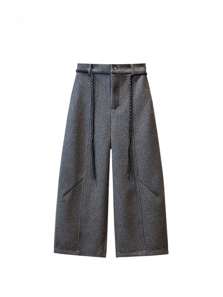 

Женские брюки с высокой талией и широкими штанинами, новинка раннего лета, большие размеры, для фигуры типа «груша», свободные брюки-кюлоты, модные, в стиле Харадзюку