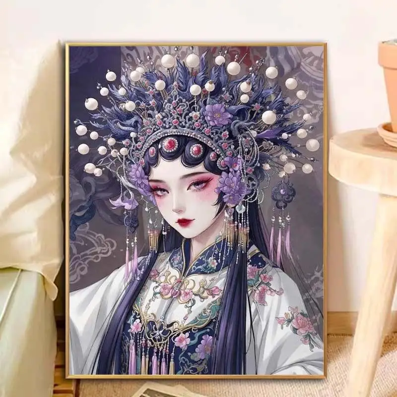 

Новая вышивка крестом 2026: Алмазная мозаика «Красивая женщина в старинном стиле» для декора гостиной