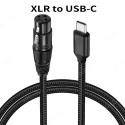 1/2/3m Microphone Audio Cable Cord XLR to USB C Dynamic Microphone Cable 3 Pin XLR Female Type C Connector Cables for SM58 Mic