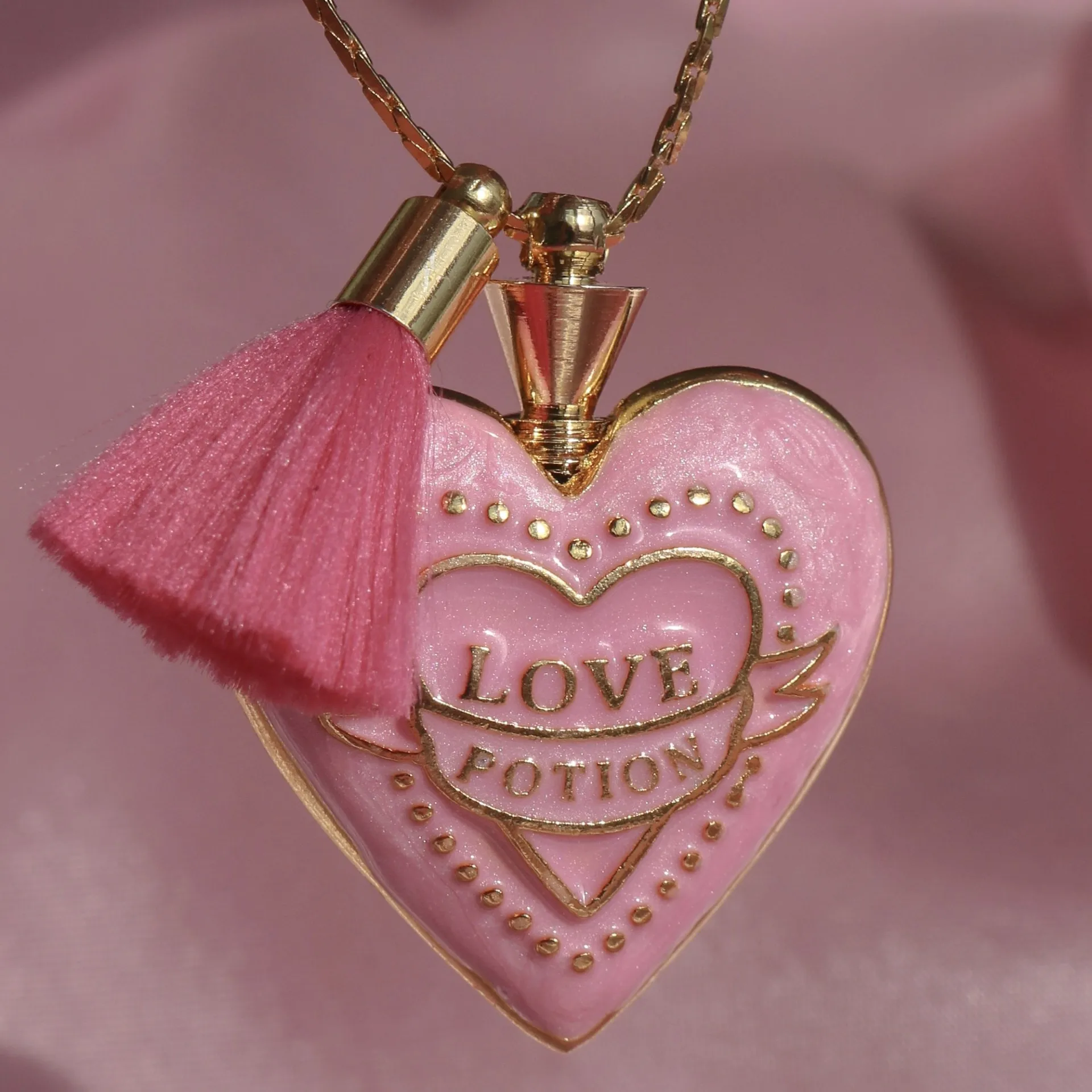 Pink Heart Love Potion Necklace for Women Dopamine Zircon Silver Gold Copper Love Necklaces Valentine's Day Gift