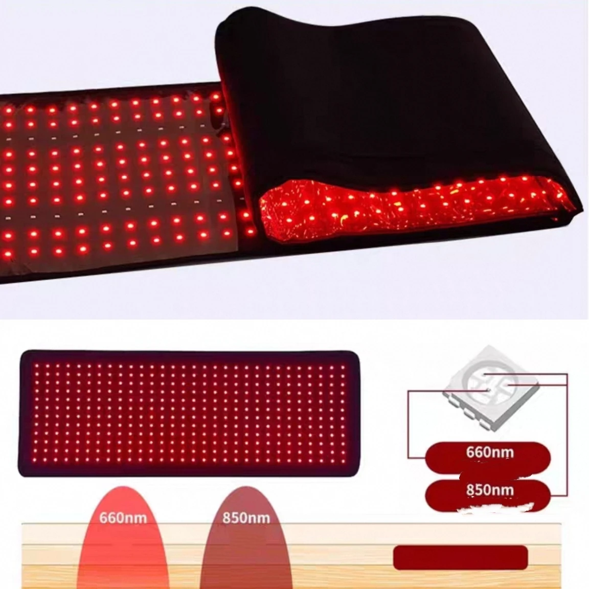 Терапевтическая подушка с красным светом, инфракрасный ремень, носимый ремень, лазерное восстановление липо, облегчение боли в мышцах шеи, талии, колена, руки, запястья