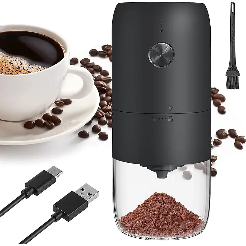 

Portable Electric Burr Coffee Grinder - Rechargeable Mini Coffee Grinder with Stainless Steel Burr & Internal Coarseness Adjust