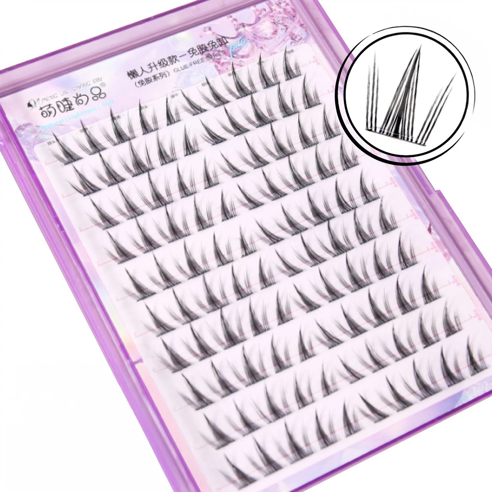 10 แถว Self กาวขนตาปลอม Cluster ผีเสื้อหนาแน่นธรรมชาติเดี่ยว 9-13 มม.Eyelashes Extension สําหรับแต่งหน้า