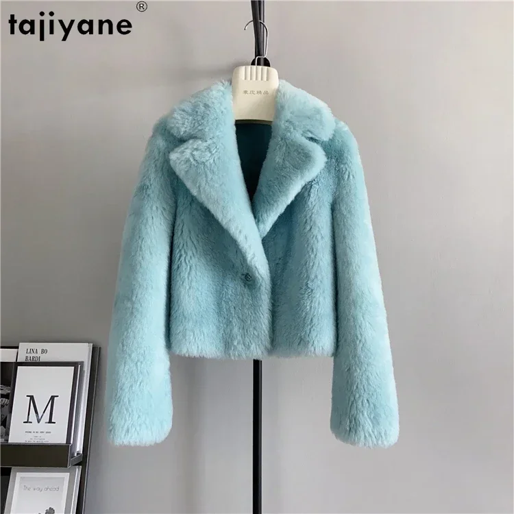 Tajiyane kurze Wolle Mäntel für Frauen Winter Herbst elegante Schaf Scher jacke Mode Pelzmantel Jaqueta Feminina