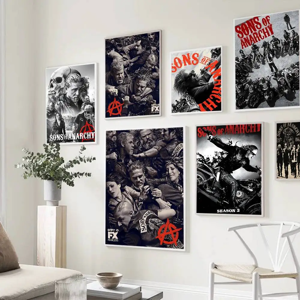 Crime Sons Of Anarchy TV Movie Anime Posters Sticky Decoracion Painting Wall Art White Kraft Paper Wall Decor