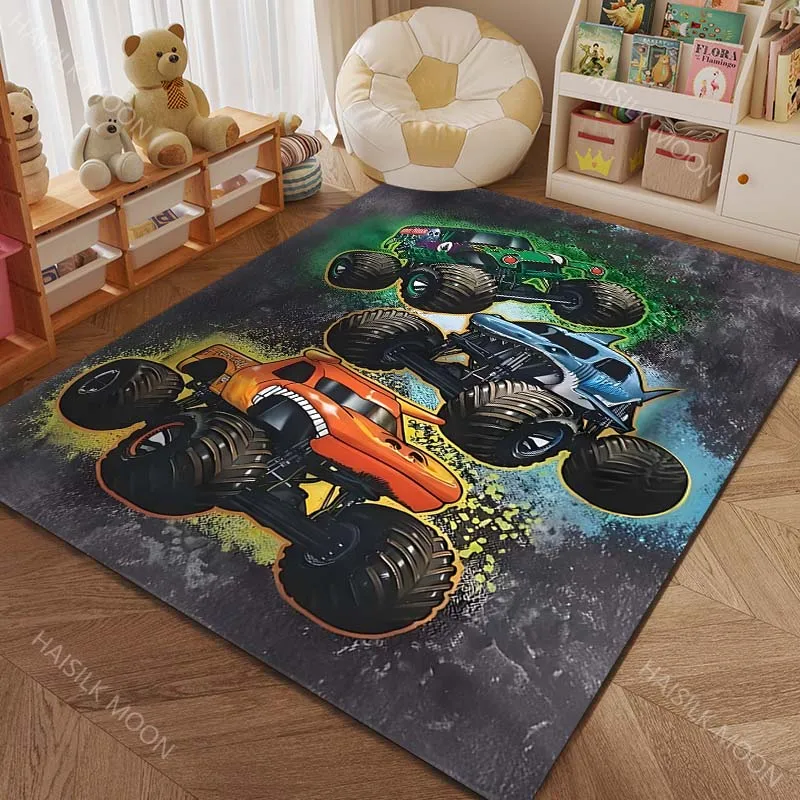 Big Wheels Monster Truck 4X4 Pattern Rug Carpets for Bedroom Living Room Mat Creative Door Mat Dressing Room Rugs Luxury Gifts view 3