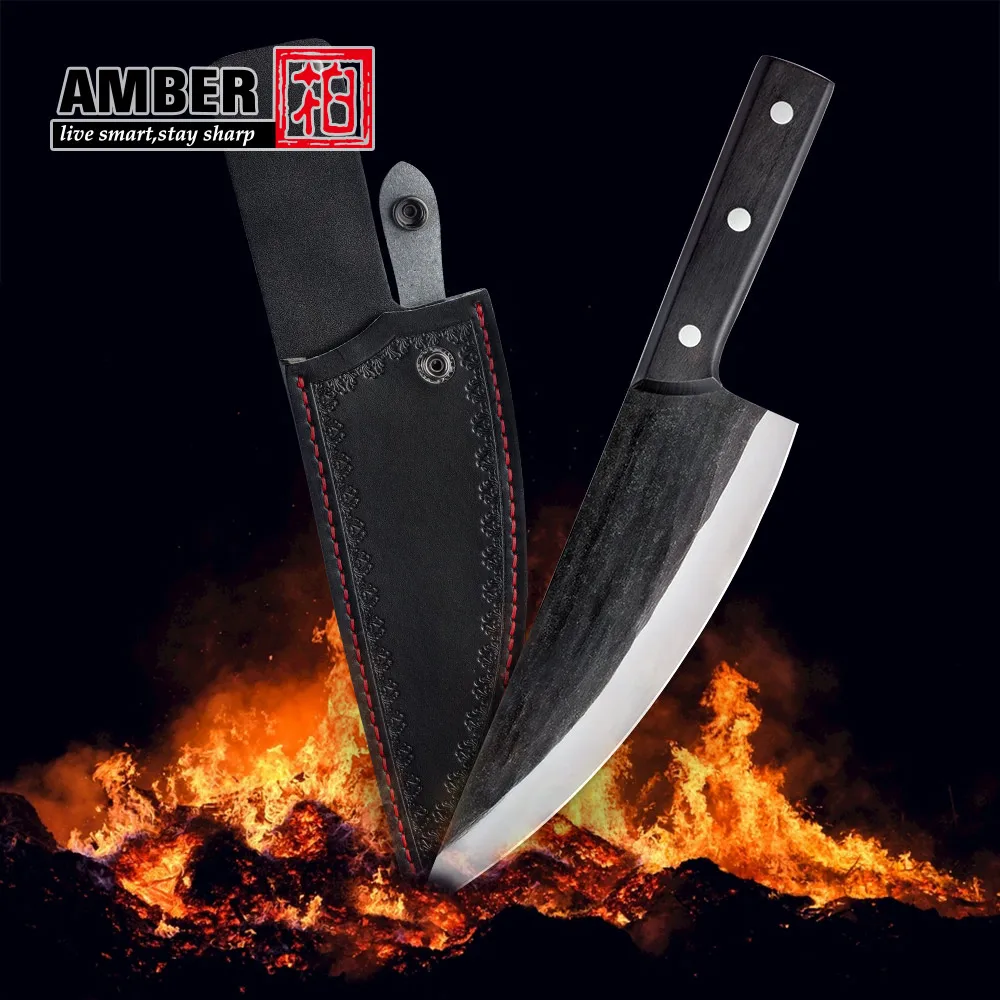 Meat Cleaver Handmade Forged 4Cr13 Full Tang pakkawood HD Kitchen Knife Ultra Sharp Chef Boning Butcher Knife for Kitchen BBQ