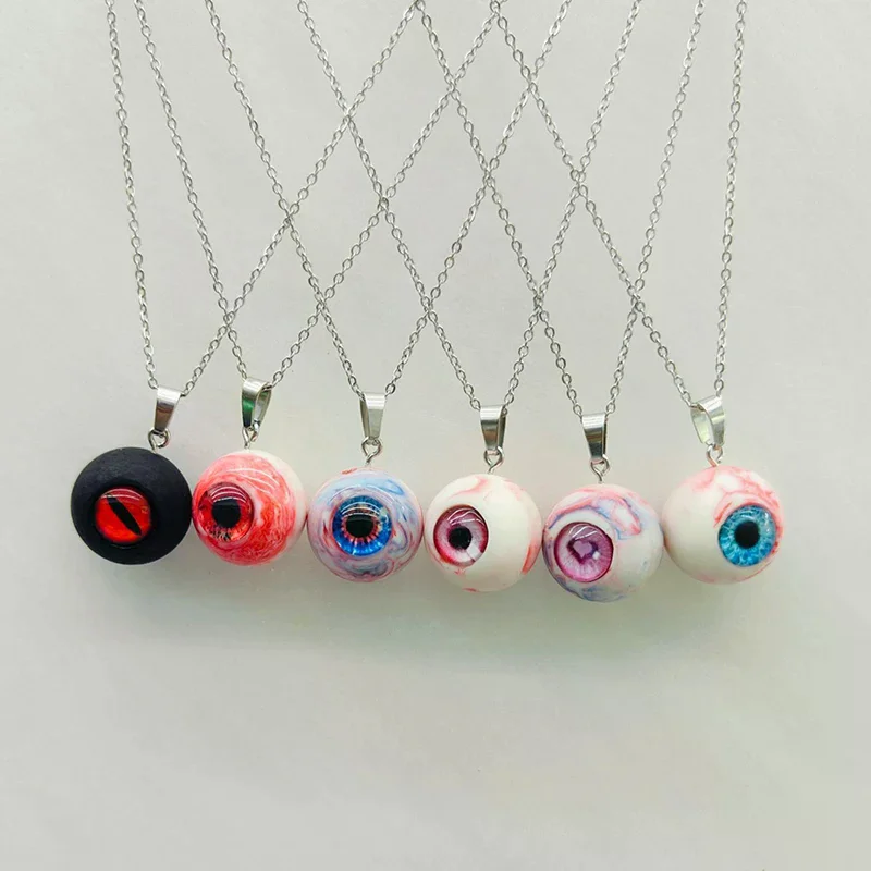 Gothic Demon Heart Eye Pendant Necklaces Resin Couple Keychain Pendant Halloween Backpack Decor Charms Jewelry Gifts