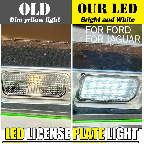 2 st. registreringsskyltsljus för Ford KUGA S MAX MONDEO MK4 MK5 MK2 FIESTA 2008-2019 FOCUS ABS plast 12V LED nummerplåtsljus 10 best sales Ford Mondeo 2008 - №3