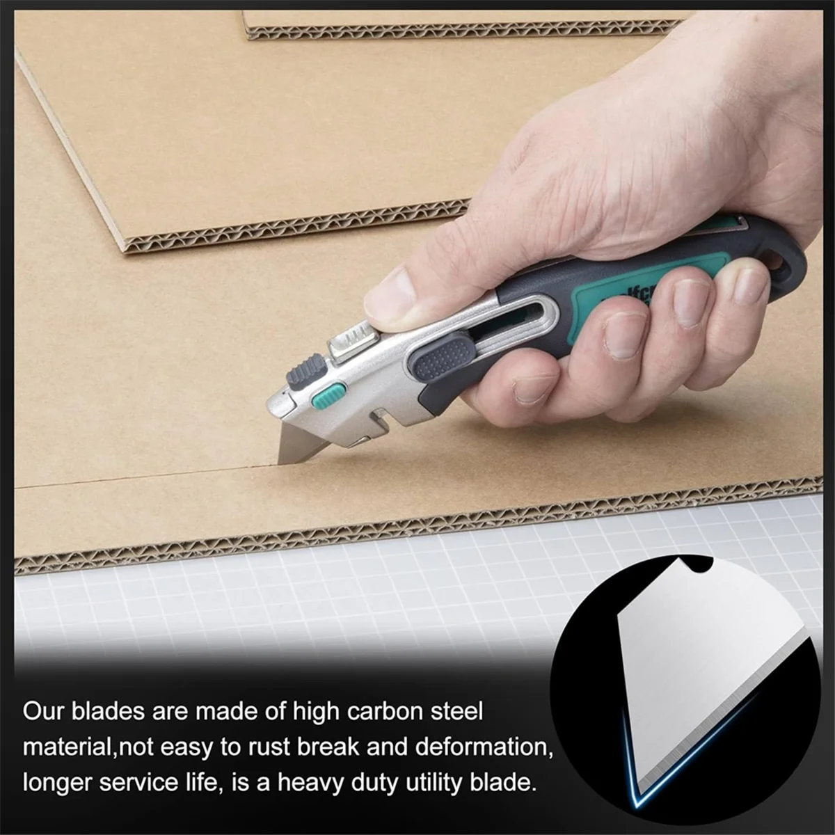 A83Z 100 Pcs Utility Knife Blade, SK5 Box Cutter Blades Refills with Storage Box, Utility Blades for Box Cutter