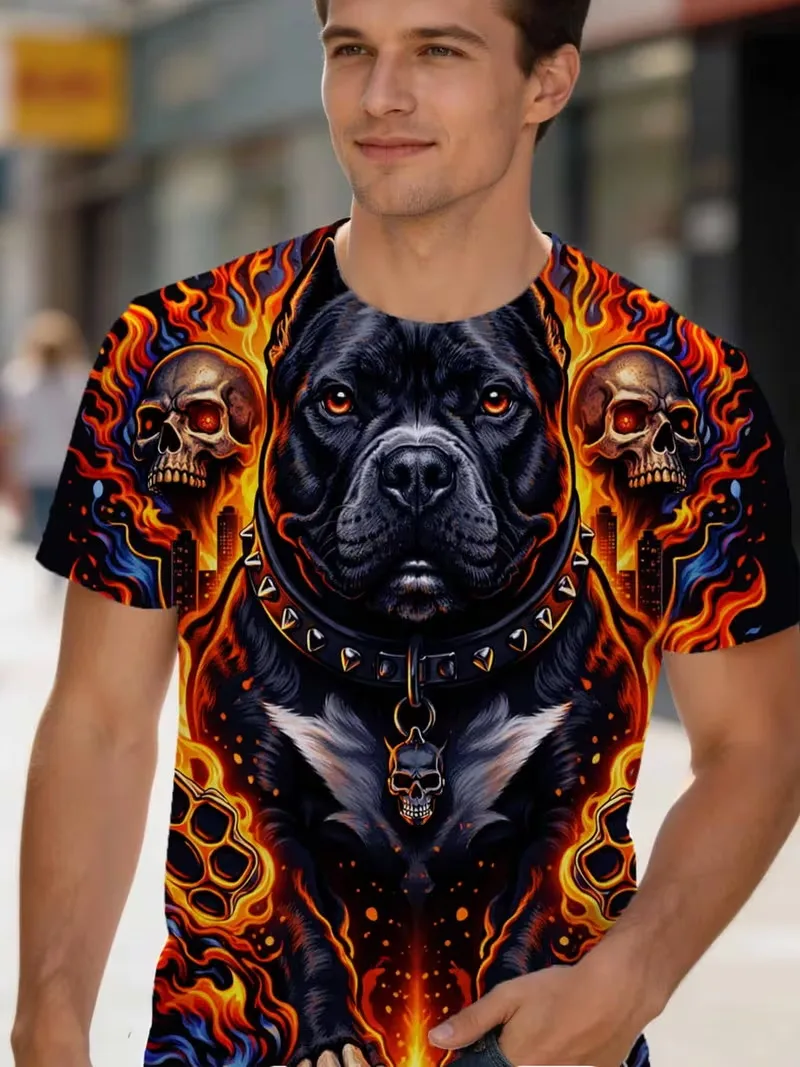 Men's French Bulldog Print T-Shirt Casual Short Sleeve Dog Graphic Tee Shirt Streetwear Cool Animal Pattern T Shirts Tops