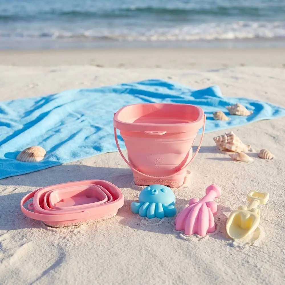 

4pcs/Set With Bucket Folding Bucket Beach Toys Interactive Parent-Child Beach Shovel Bucket Set Plastic Cartoon