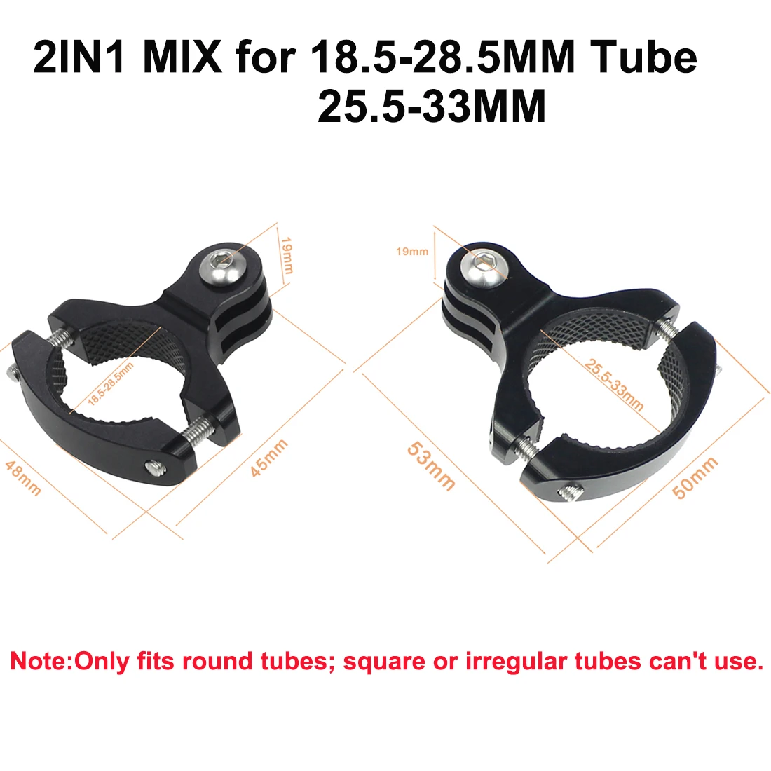 2x CNC-Fahrradlenkerhalterung für 18,5-33mm Rohre, Fahrrad- und Motorradhalterung aus Aluminium mit M5-Schraube für GoPro und DJI Action-Kameras – Detail 14