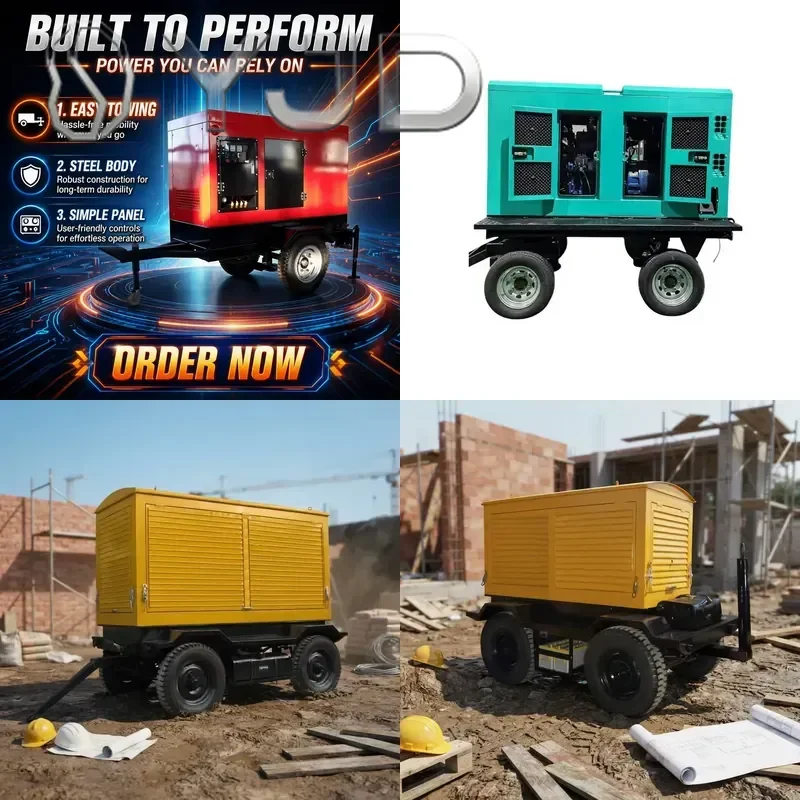 Silent 400KW/500KVA Single Phase 200A Auto Start Remote Start ATS Mobile Trailer Generator Set