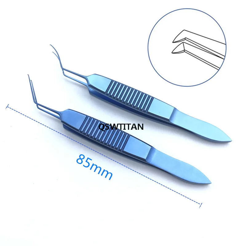 Titanium Capsulorhexis Forcep Ophthalmic Forceps Ultrata Style  85mm Angle curved head Eye Surgical Instruments