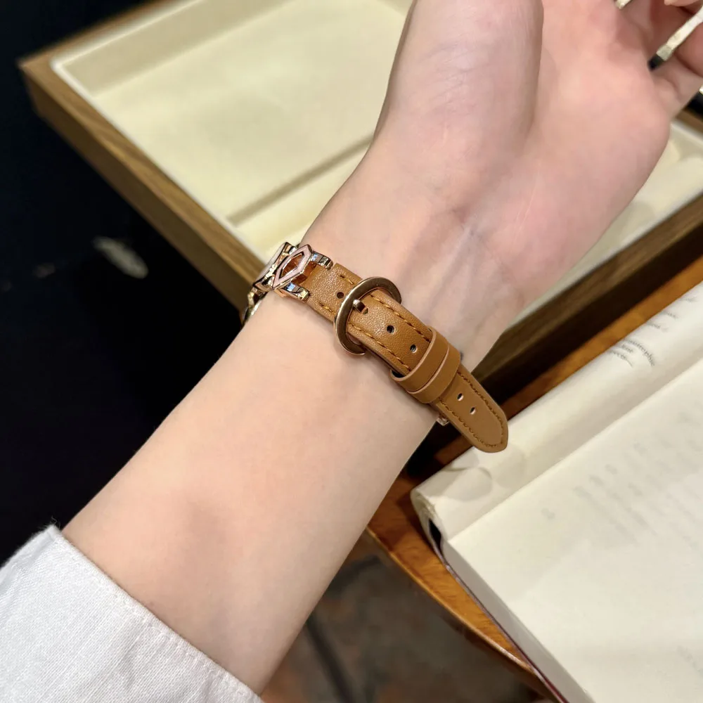 حزام جلدي نحيف لساعة أبل 41 مللي متر 40 مللي متر 38 10 46 مللي متر 42 مللي متر شريط معدني غراء لـ Iwatch 9 8 7 6 5 4 SE 45 مللي متر 44 مللي متر Ultra 49 مللي متر