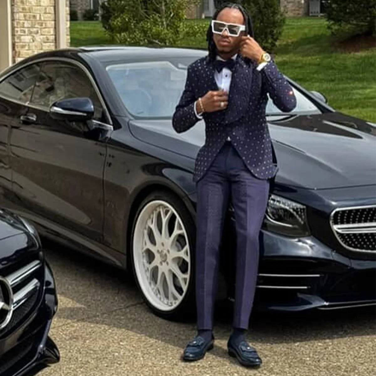 

Customized Luxury Bead Diamond Men Suits Shawl Lapel Groom Tuxedos Wedding Prom Blazers trajes de hombre Outfit Costume Homme