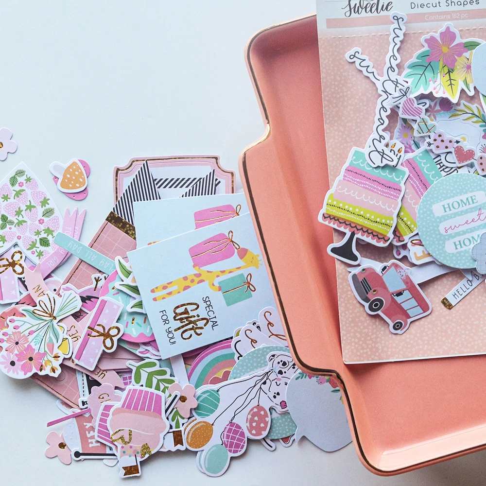 Creative Path Paper Die Cuts Ephemera Shapes Embellishments 162pc Foil Craft Material Scrapbooking Cardmaking Journal Decoration