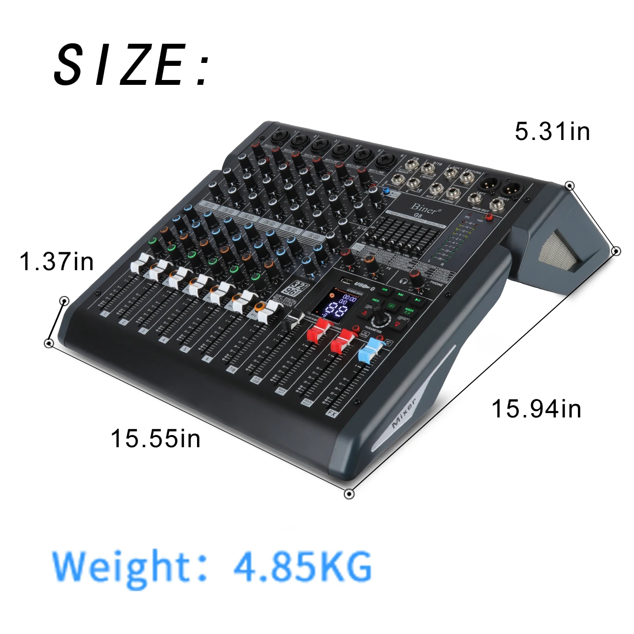 B8 Professional  Audio Mixer Built in 99 Reverb Effect 10 Channel DJ Digital USB console audio interface usb
