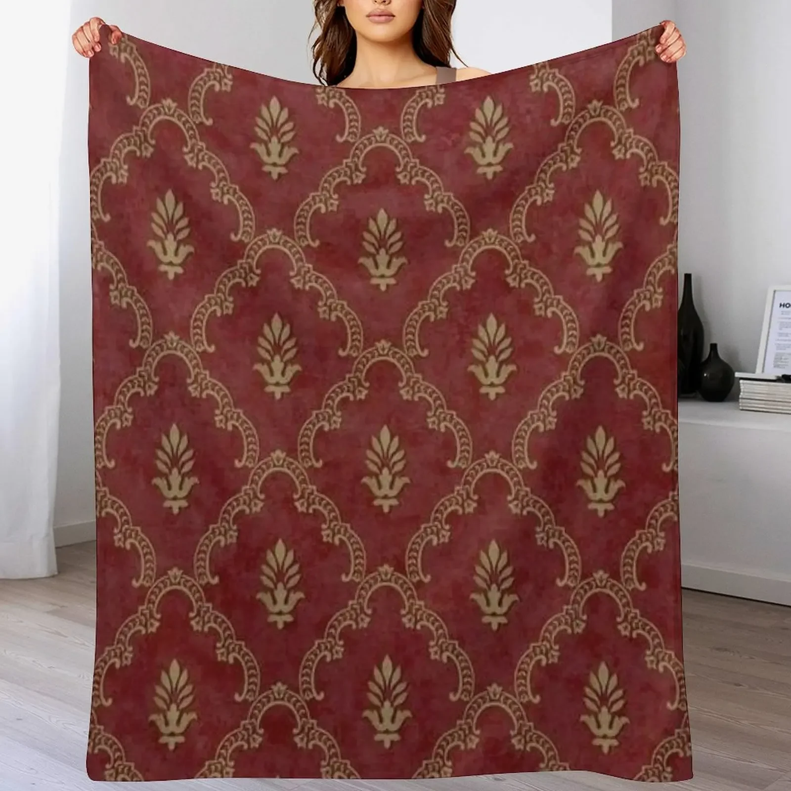 

RED AND GOLD Throw Blanket Cute Plaid Luxury Soft Thermals For Travel Blankets
