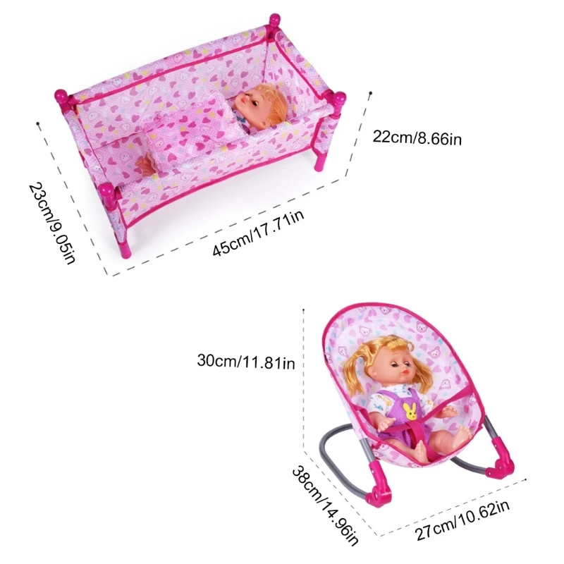 Multipurpose Simulation Baby Crib Bed Toy Portable Accessory for Nursery Room Decoration and Pretend Play