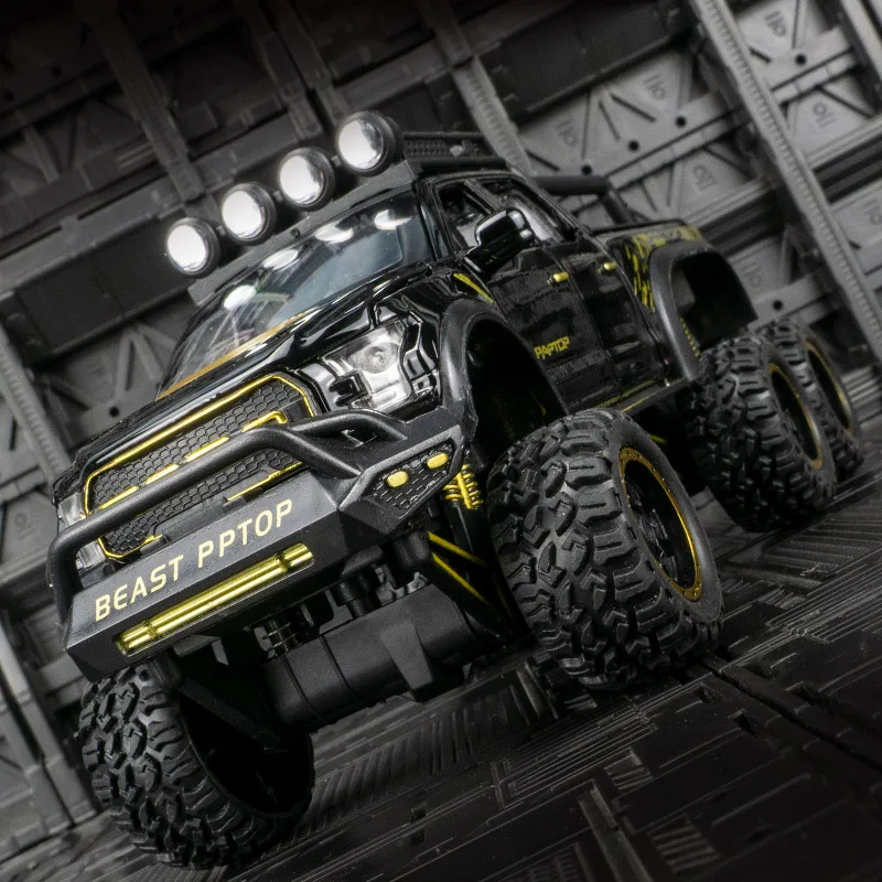 

1:24 F150 alloy off-road vehicle model car sound and lighting functions doors can be opened has sound and lighting functions