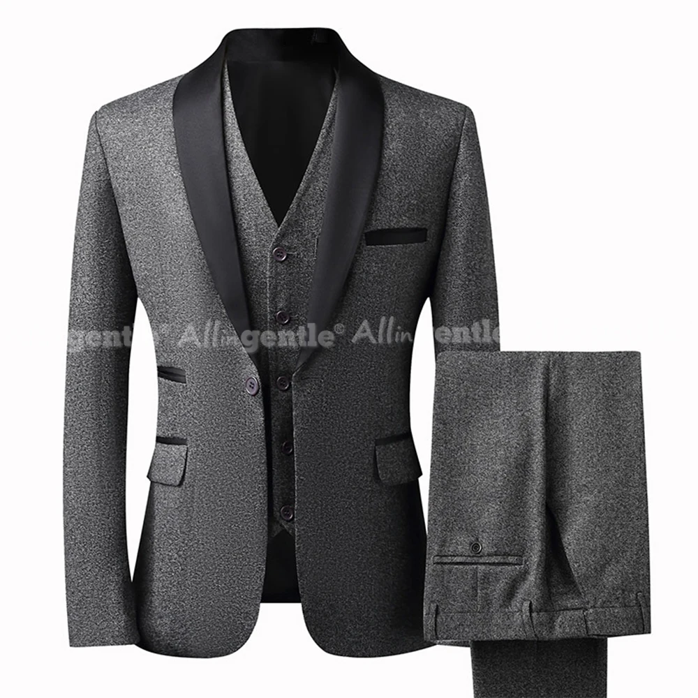 3 Piece Suit Men Regular Fit Striped Elegant Long Sleeve Casual Daily Mens Suits 3 Piece Single Button