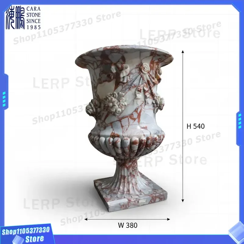 Modern Handmade Red Natural Marble Vase Custom Design Home Living Room Decoration Elegant Stone Flower Pot for Interior Decor