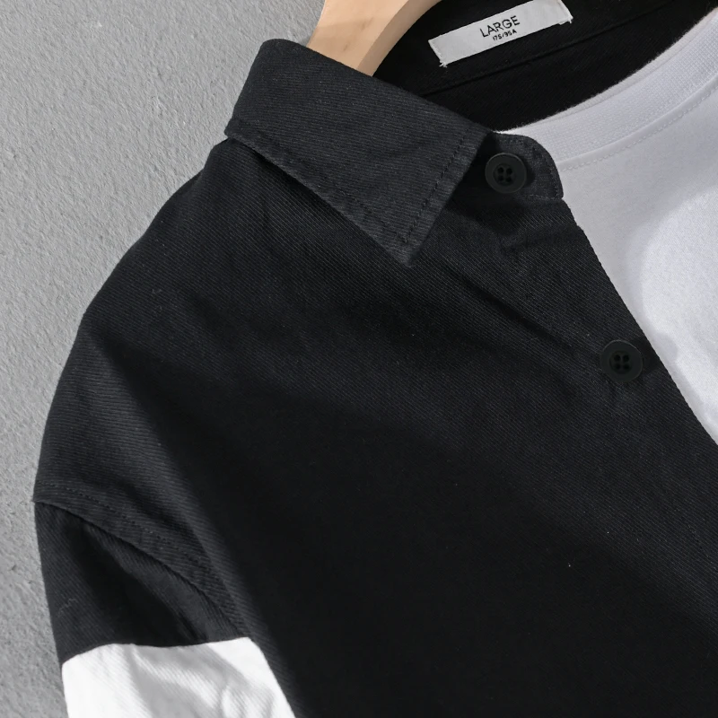 Designer New Long Sleeve Casual Patchwork Cotton Shirt Men Brand Trend Comfortable Top Clothes Chemise Homme Camisa Masculina