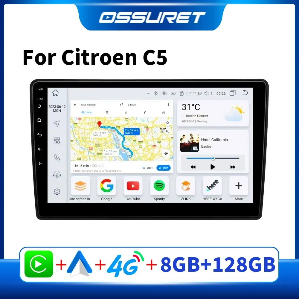 

OSSURET Car Radio Android Player for Citroen C5 Carplay Car Stereo Multimedia Screen Video GPS 2din Audio 7862 2008 - 2017