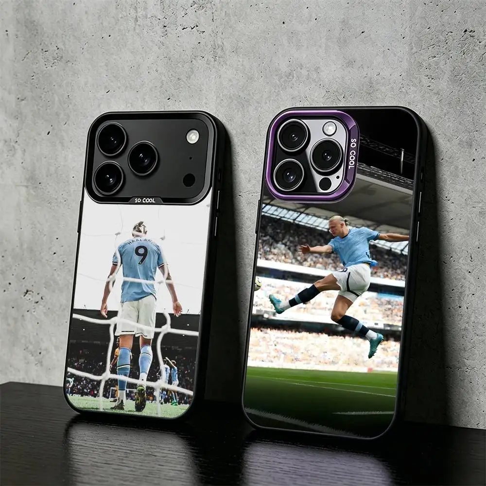 

Football Star E-Erling H-Haaland Phone Case For iPhone 17,16,15,14,13,12,11 Plus,Pro Max,XS,Colored silver phone case