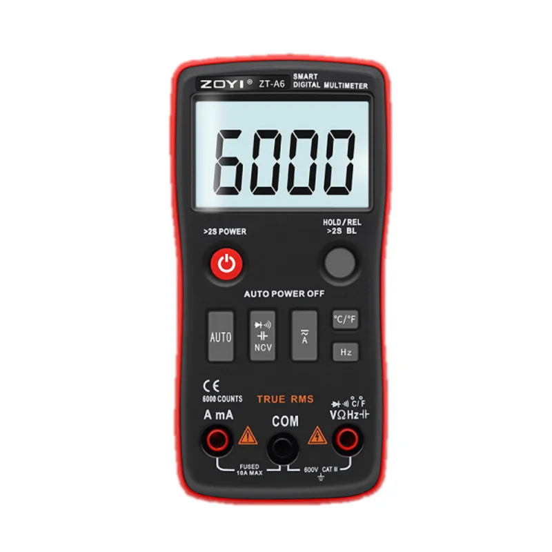 Multímetro Digital Voltímetro ac dc Tensão Corrente Resistência Tester Multímetro Temperatura Ncv Meter Zoyi-zt-a6 Profissional