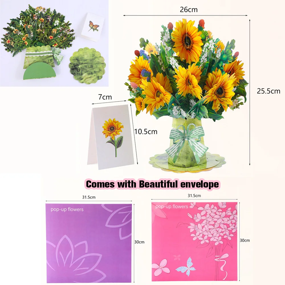 3D Pop UP Lovely Card for Wife Mom friend Gift Birthday Anniversary Wedding Invitation Mothers Day Greeting Thank You Cards