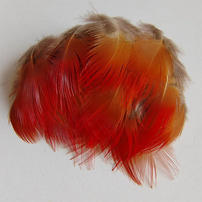200 Pieces Rusty Red Golden Pheasant Plumage Feathers for Craft Millinery Fly Fishing, 4-6 Cm Long