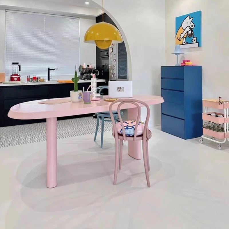 Modern minimalist ins cream style, household small apartment dining table, irregular special-shaped island