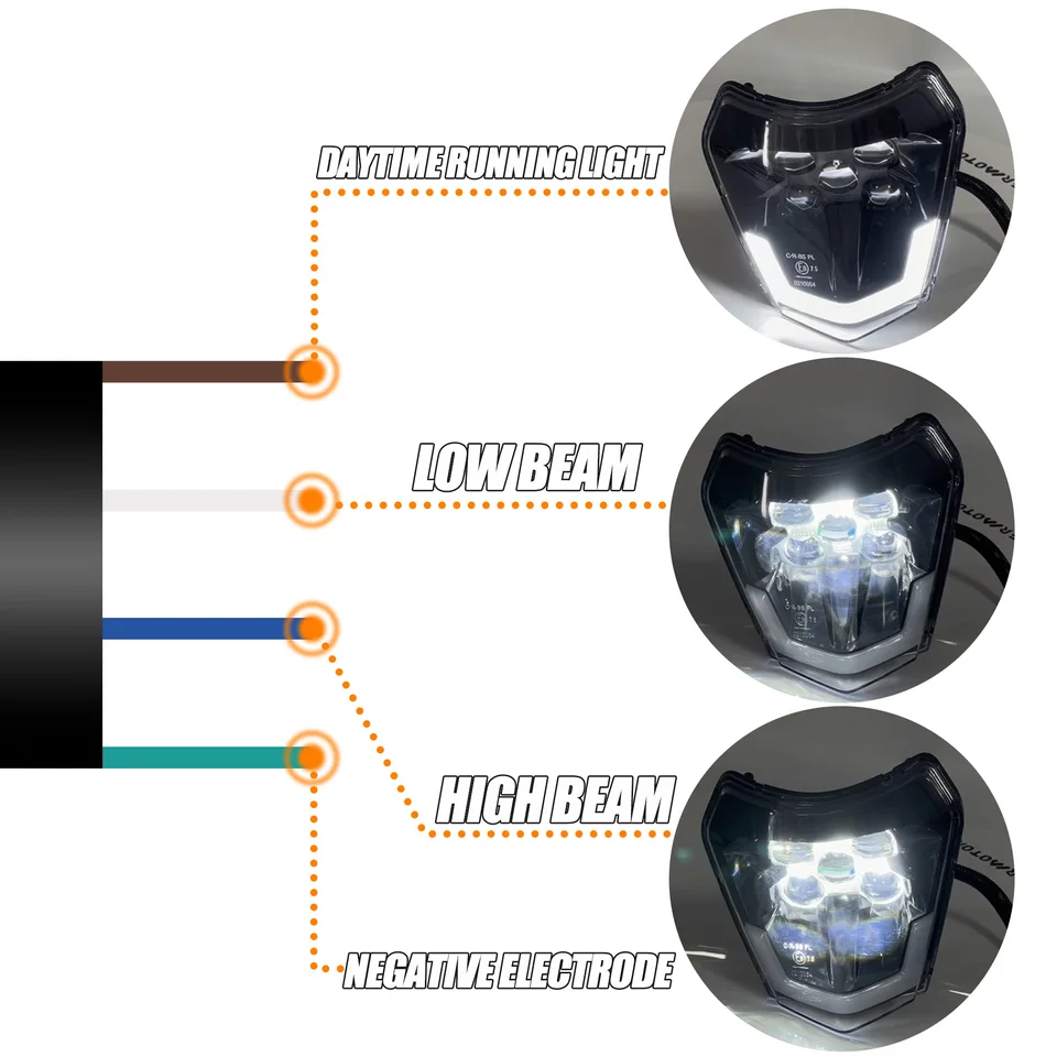 Faro Alogeno Per Moto KTM EXC/EXCF/SXF/SX/XC/XCW/XCF/XCFW | 125-530 Cc, Antiurto E Impermeabile