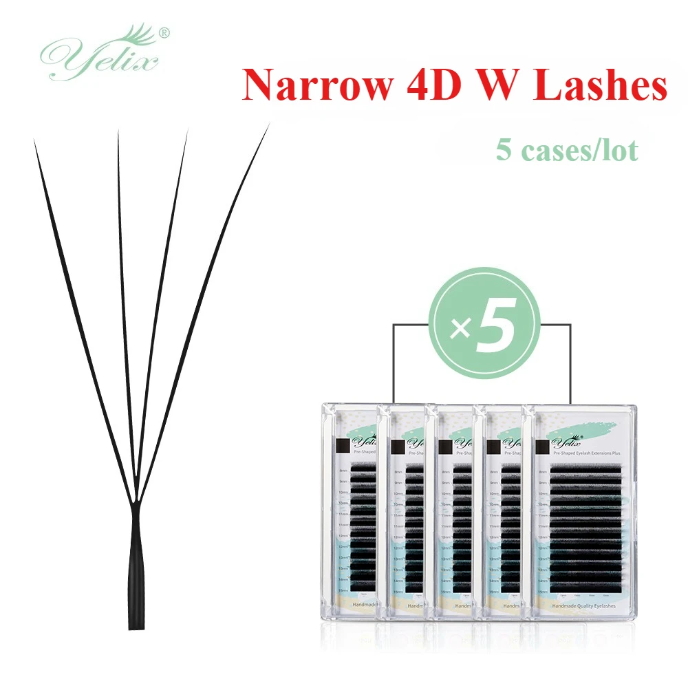 

Yelix 5 Cases Narrow 4D W Shape Lashes Smaller Spacing 4D Lashes Extension Natural Super Soft Individual Makeup Wholesale