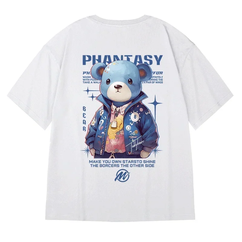 

Summer Anime Phantasy Bear Print Oversized T-Shirts For Men Short Sleeve Hip Hop T Shirt New Cotton Y2K Streetwear Tee Tops