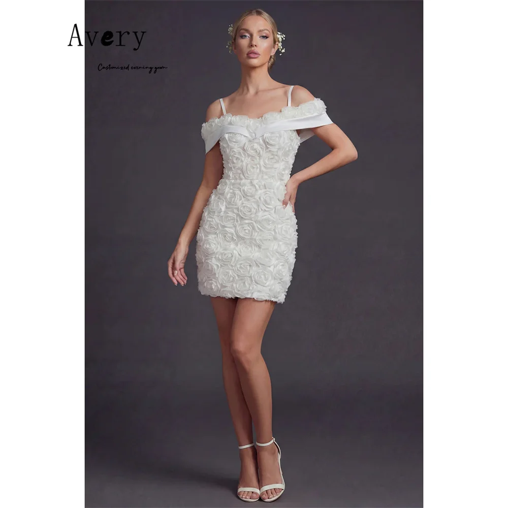 

Avery Custom Floral Skirt White Spaghetti Straps Luxurious Women's Evening Dresses Ladies Wedding Guest Prom Dress 2026 Woman