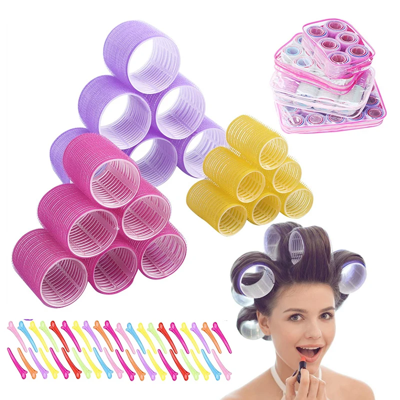 36 Stuks Set Haar Rollen Haarspelden Kit zelfklevende Lui Lucht Pony Roller Haarkrulspelden Clips Styling Tool