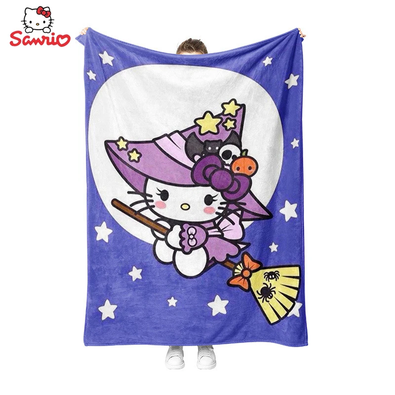 

Одеяло с героями мультфильмов Hello Kitty для хэллоуина, зимнее диванное одеяло для гостиной, цифровое искусственное одеяло с героями мультфильмов